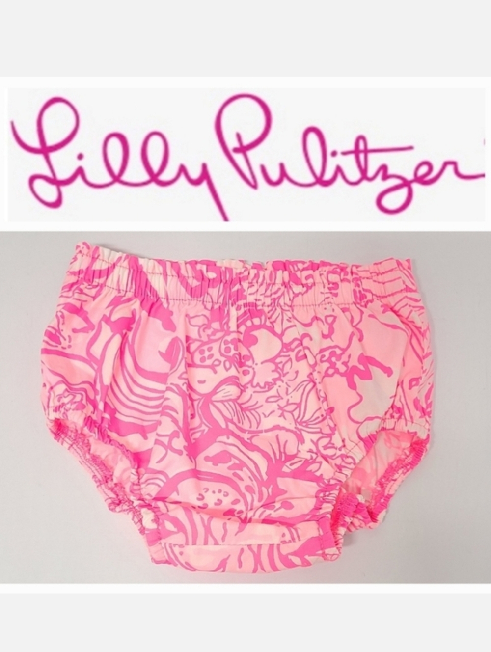 Lilly Pulitzer Diaper Cover Bloomer Sz 12-18mo Pink Tropics Bunny Hop Print